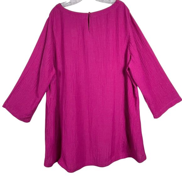 NWT Soft Surroundings Oceo Gauze Tunic Top Size 3X Fiery Fuchsia Pink - Picture 3 of 16